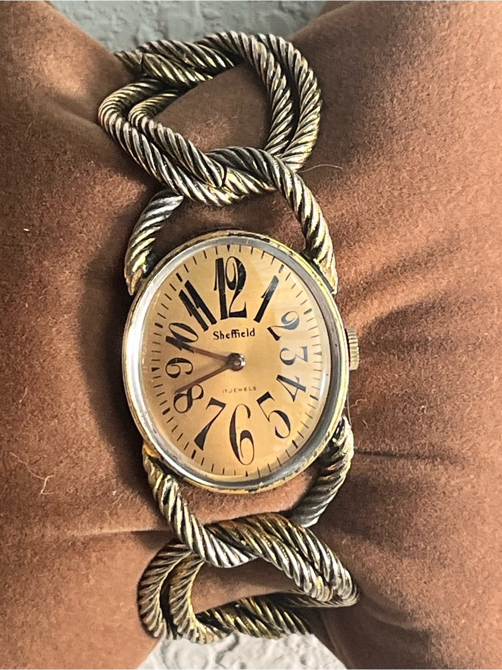 Sheffield Twisted Rope Bracelet Watch in bronce tone mechanical ladies watch